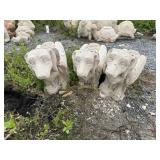 (3) Dachshund Hotdog Garden Statues.