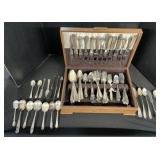 Assorted Silverplated Flatware W/ Walnut Chest.