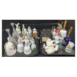 Porcelain, Glass & Metal Bells, Brass Figures.