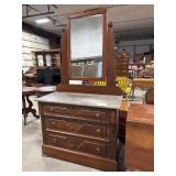 Victorian Eastlake Style Marble Top Vanity.