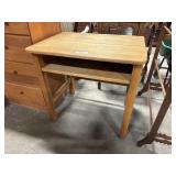 Vtg Blonde Oak School Desk.