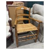 Early American Style Ladderback Woven Armchair.