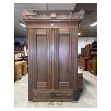 Ornate Eastlake Style Maple Armoire.