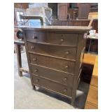 Vtg Oak Serpent Front Chest of Drawers.