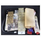 Political Pins, Ribbons, Ephemera, Crayons.