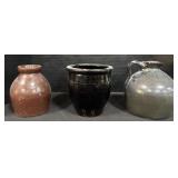 3 Vintage Pottery Vases & Crock.