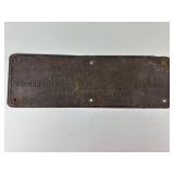 Norther Pacific Railway Trail Car Data Plate.