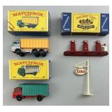Matchbox No. 44 & 47 Trucks & Esso Pumps & Sign.