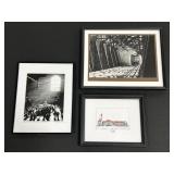 2 Black & White, 1 Colored Train Station Prints.