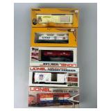 Lionel Tank Cars, Box Cars & Mail Car.