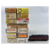 Train Cars, Hoppers, Reefers, Box Car, Engine.