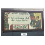 Framed Wrigleys Spearmint Gum Advertising.