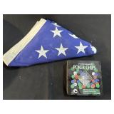 Folded Flag & Poker Chips.