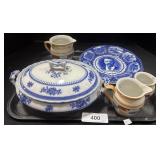 Transferware Plate, Art Deco Lusterware Pitchers.