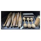 Early Juggling Pins, Wooden Dumbbells, Tennis Ball