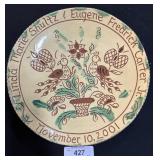 Breininger Redware Distelfink Wedding Plate.