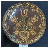 Breininger Pottery Distelfink Redware Plate.