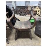 Carved Mahogany Saddle Hall Chair.