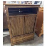 Mid Century Swiveling Oak SlidingDoor Media