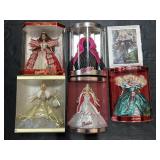 5 NOS Holiday & Celebration Barbie Dolls.