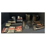Vintage Radio, Hair Pins, Straight Razor.