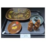 Breininger Redware Pottery Plates & Santa Figures.