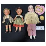 2 Vintage Edi German, Open Mouth Bisque Head Doll