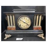 Vintage Ingraham 6 Column Wooden Mantel Clock