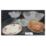 Carnival Glass Bowls, Floral Plates, EAPG Glass.