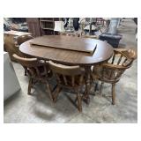 Mid Century Dark Maple Dining Table & Chairs.