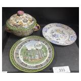 Floral Lidded Dish, Souvenir Plates.