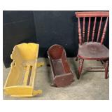 Kalbach Bros Bernville Model Chair, Wooden Cradles