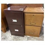 Pressed Steel & Oak Filing Cabinet.