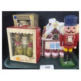 Lot Of Christmas Figures, Cookie Jar & Nutcracker.