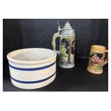 Beer Stein, Mug, Stripped Bowl.
