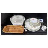 Corningware Casserole Dish, Hobnail Vase,