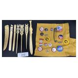 Hand Carved Letter Openers & Picks, Button Pins