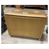 Mid Century Modern Gold Vinyl Upholstered Hamper.