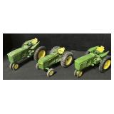 3 Die Cast John Deere Tractor Toys.