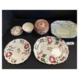 Spatterware, Stick Spatter, Adam Rose Plates & Cup