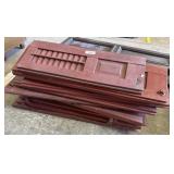 (10) Red/ Brown Painted Wooden Shutters.