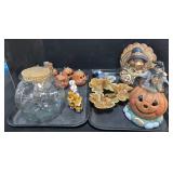 Pumpkin Figures, Pilgrim S&P Shakers, Pumpkin Jar.
