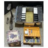 Cast Iron Cobbler Anvil, Fenwick Tackle Box.