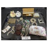 Costume Jewelry, Trinket Boxes, Perfumes.