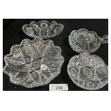 4 Various Lead Cut Crystal Bowls & Dishes.