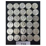 30 90% Silver Kennedy Half Dollars.