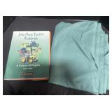 Tractor Books & Green Table Cloth.