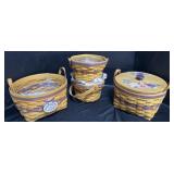 4 Longaberger Baskets & Tie On Accessories.