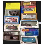 Train Cars, Box Cars, Caboose, Hopper.