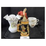 Floral Teacups, Fenton Milkglass Vase, Matador